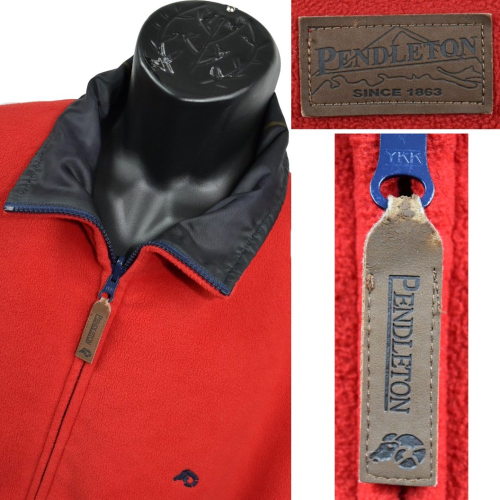 Pendleton Xl Red Microfleece Jacket Reversible Fu… - image 6